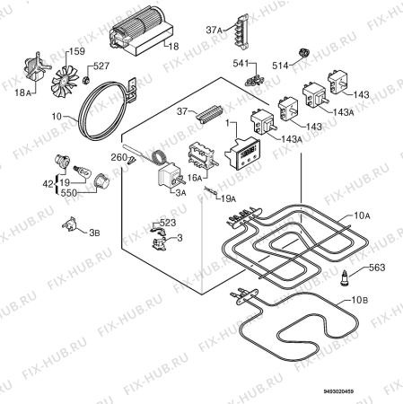 Взрыв-схема плиты (духовки) Zanussi ZOU893QX - Схема узла Electrical equipment 268